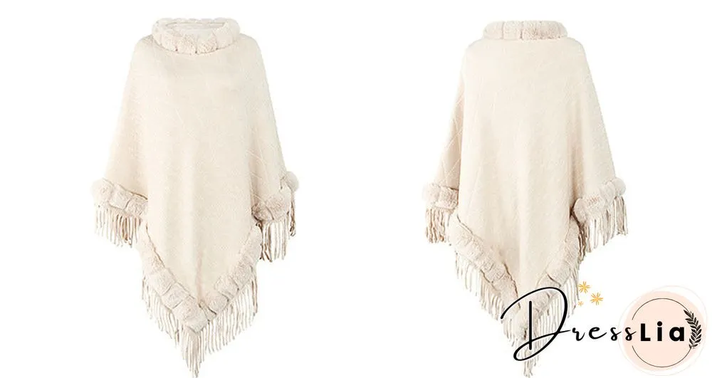 Round Neck Poncho Solid Color Cape Shawls