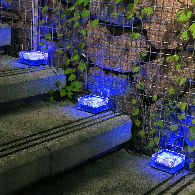 Outdoor Decorations Solar Lawn Garden Lights Decorative Brick Ice Cube LED Light for Pathway Driveway Lanscape Backyard Patio