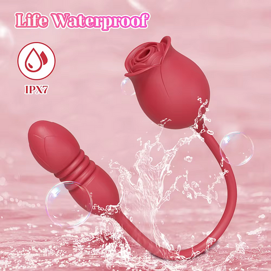 【 Valentine's Day Buy 1 Get 3 】 Upgraded Rose Sucking Sex Toy Thrusting Vibrator With Avery 8.26 Inches Realistic Dildo & Storage Bag