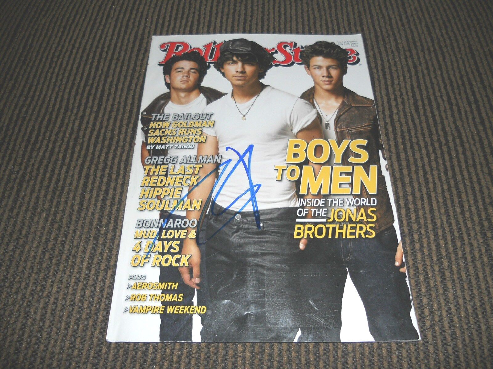 Kevis Jonas Brothers Sexy Signed Esquire Magazine Cover Photo Poster painting PSA Guaranteed