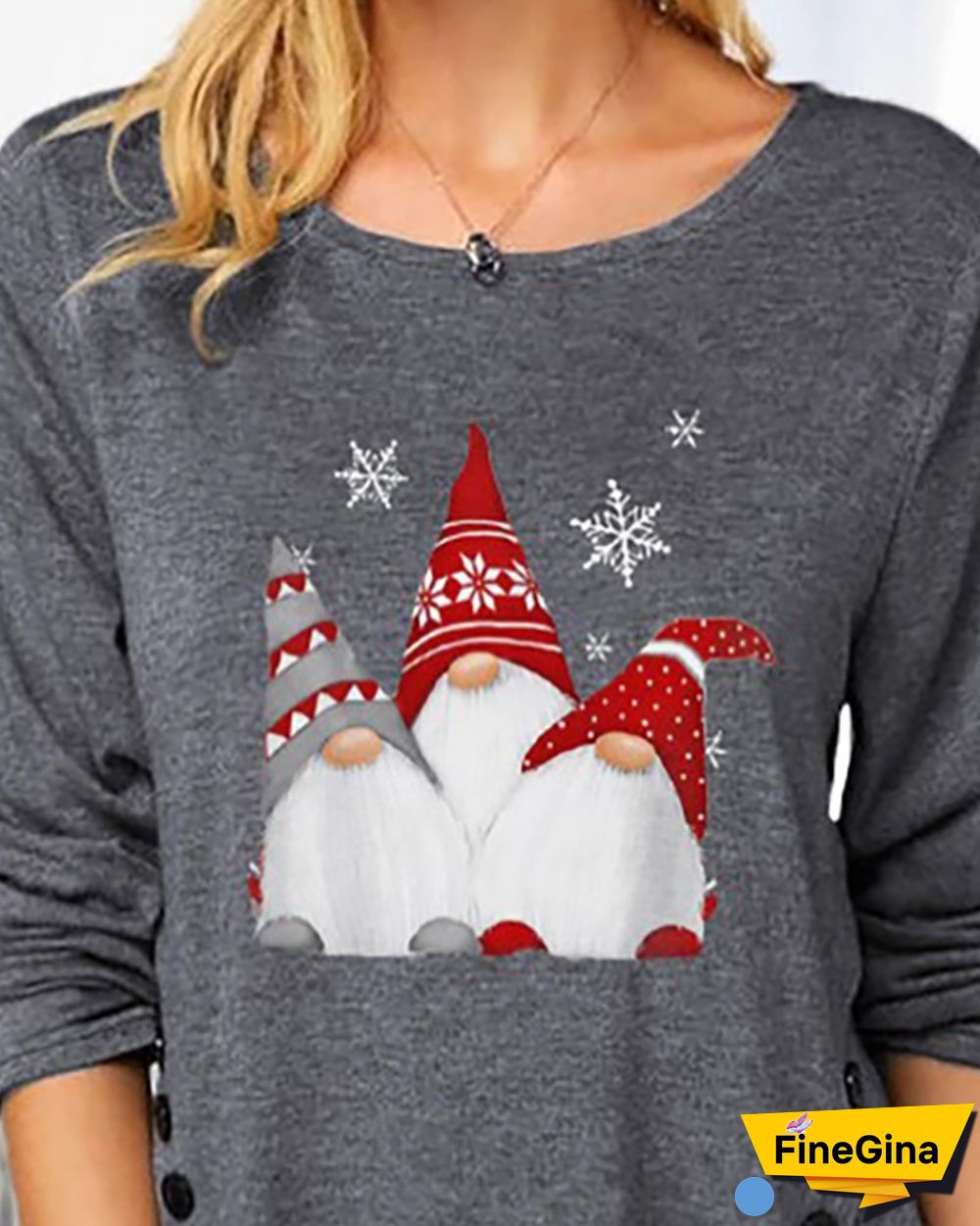 Christmas Long Sleeve Casual Santa Print Sweatshirt