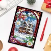 (US Local)Christmas House A5 Size Diamond Painting Notebook Set with 4Pcs Bookmark Gift