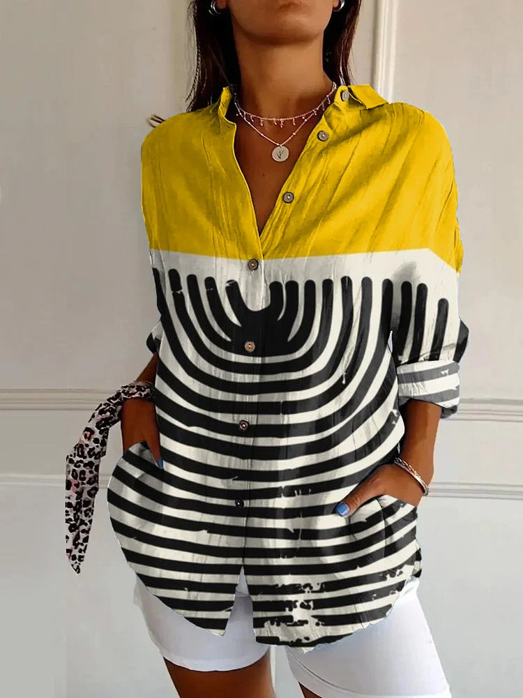 Classic Print Casual Long Sleeve Shirt