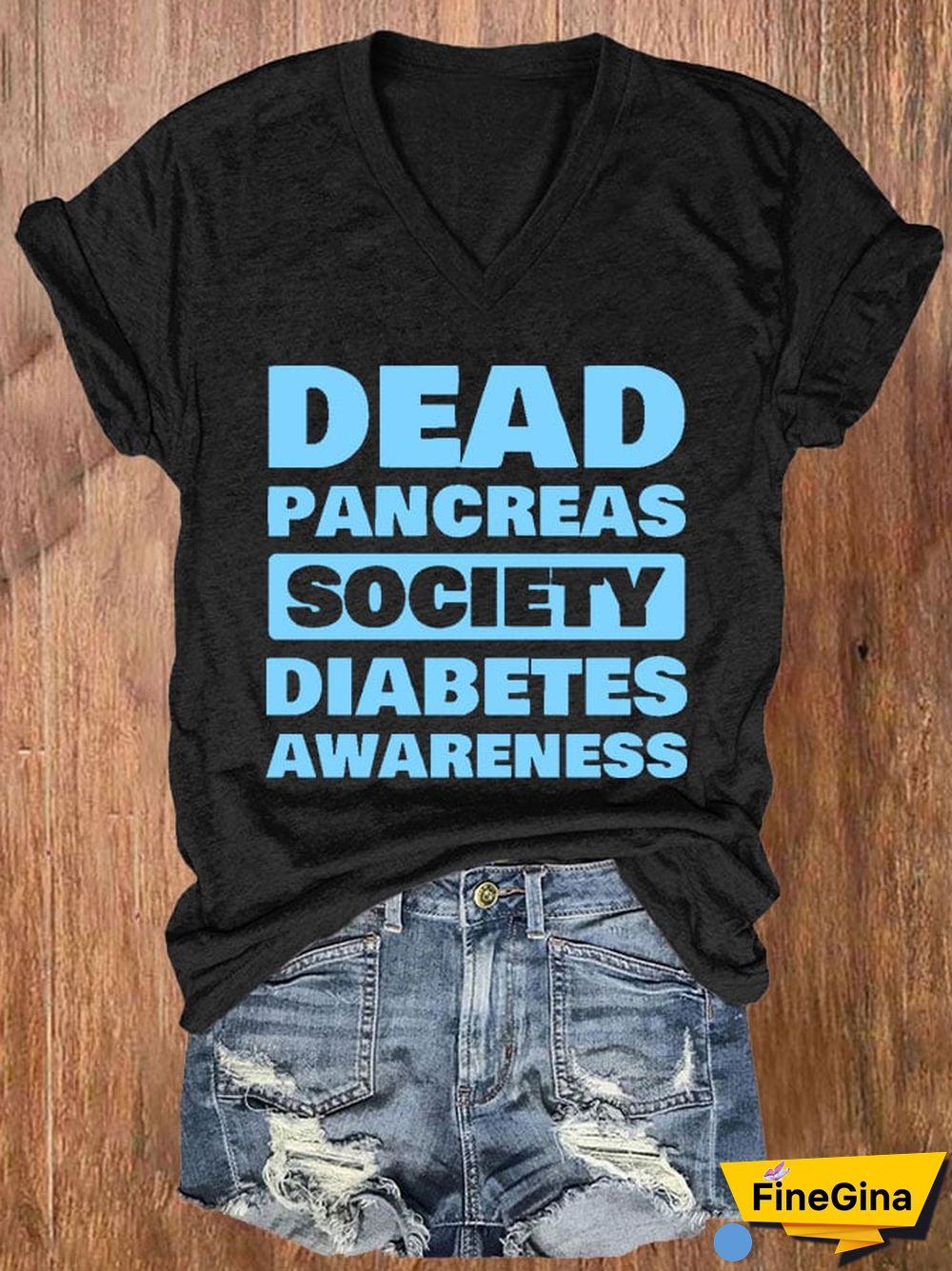 Women's Casual Diabetes Awareness Dead Pancreas Society Printed Short Sleeve T-Shirt