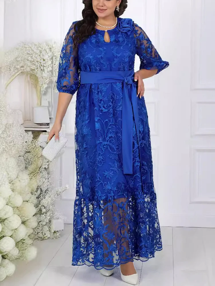 Women's Evening Dress Lace Embroidered Cocktail Dress Mom of Bride Wedding Dress