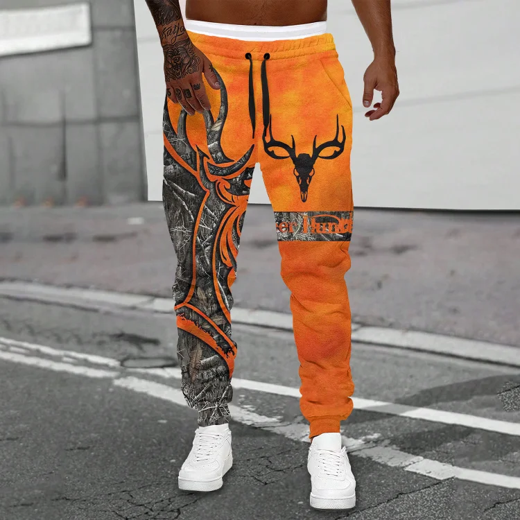 Comstylish Men's Deer Hunting All Over Printed Casual Train Sweatpants