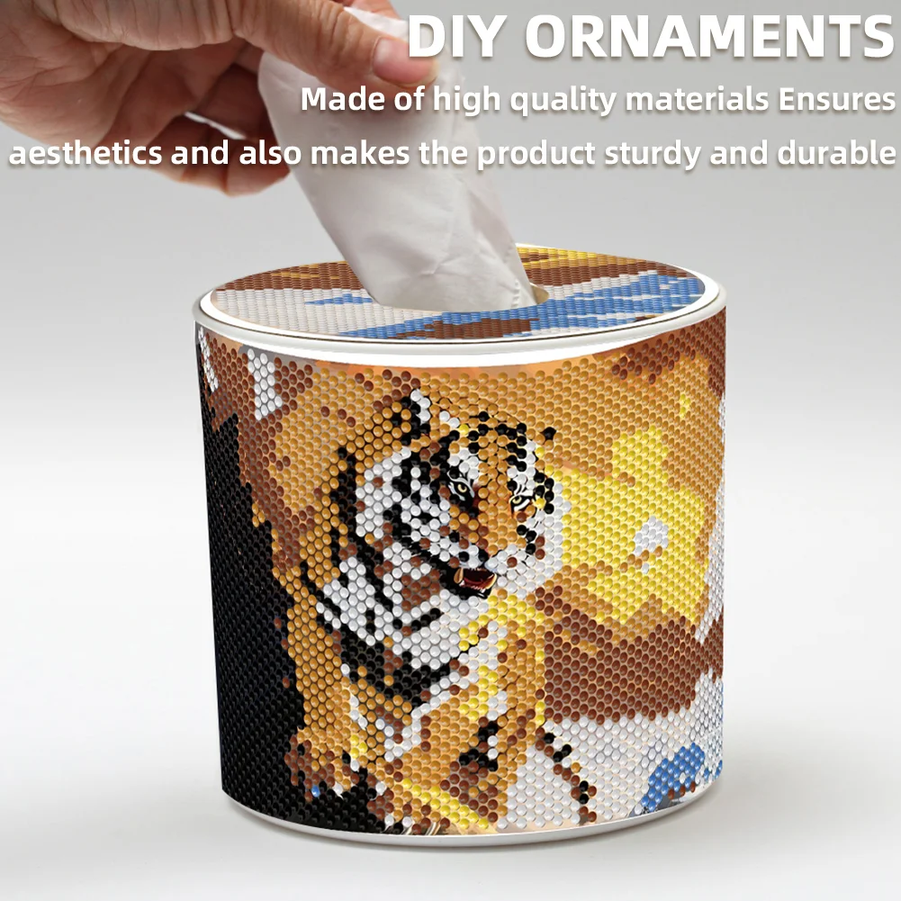 Tiger DIY Diamond Painting Handmade Tissue Holder Rhinestones Crystal Tissue Box