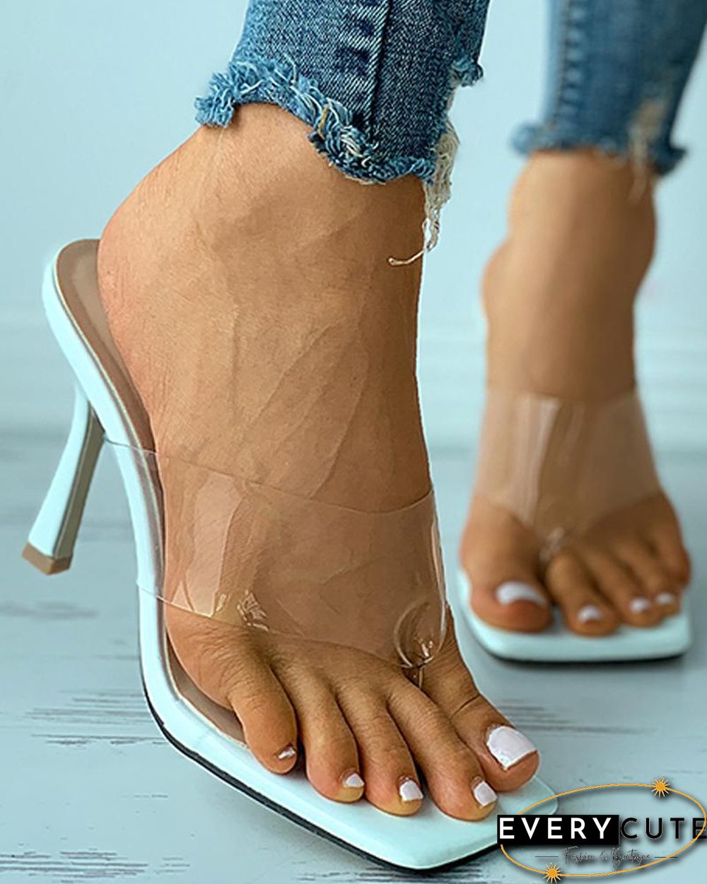 Toe Post Square Toe Stiletto Heels