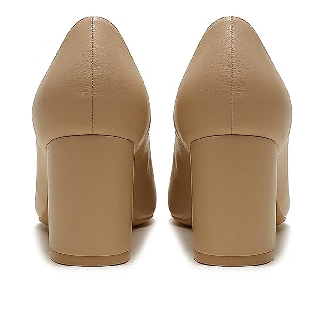 6.5cm /2.55 inch Chunky Heels Comfortable Middle Block Matte Pumps