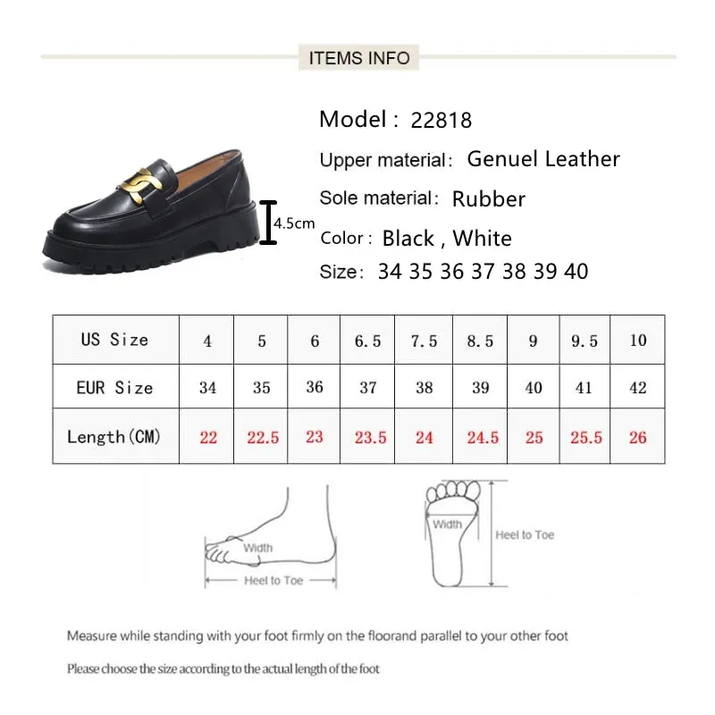 Classic Women Loafers Shoes Genuine Leather Spring 2022 Office Lady Daily Thick-soled Sneakers Casual Trend Girl Shoes Students