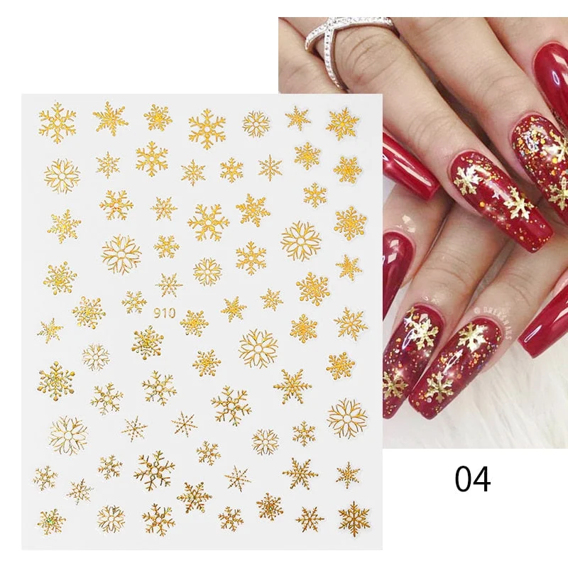 Winter Xmas 3D Nail Sticker Christmas Elk Santa Snowflake Deer Cartoon Slider Design Polish Nails Decals Nail Art DIY Decor Tool-Nail Inspo
