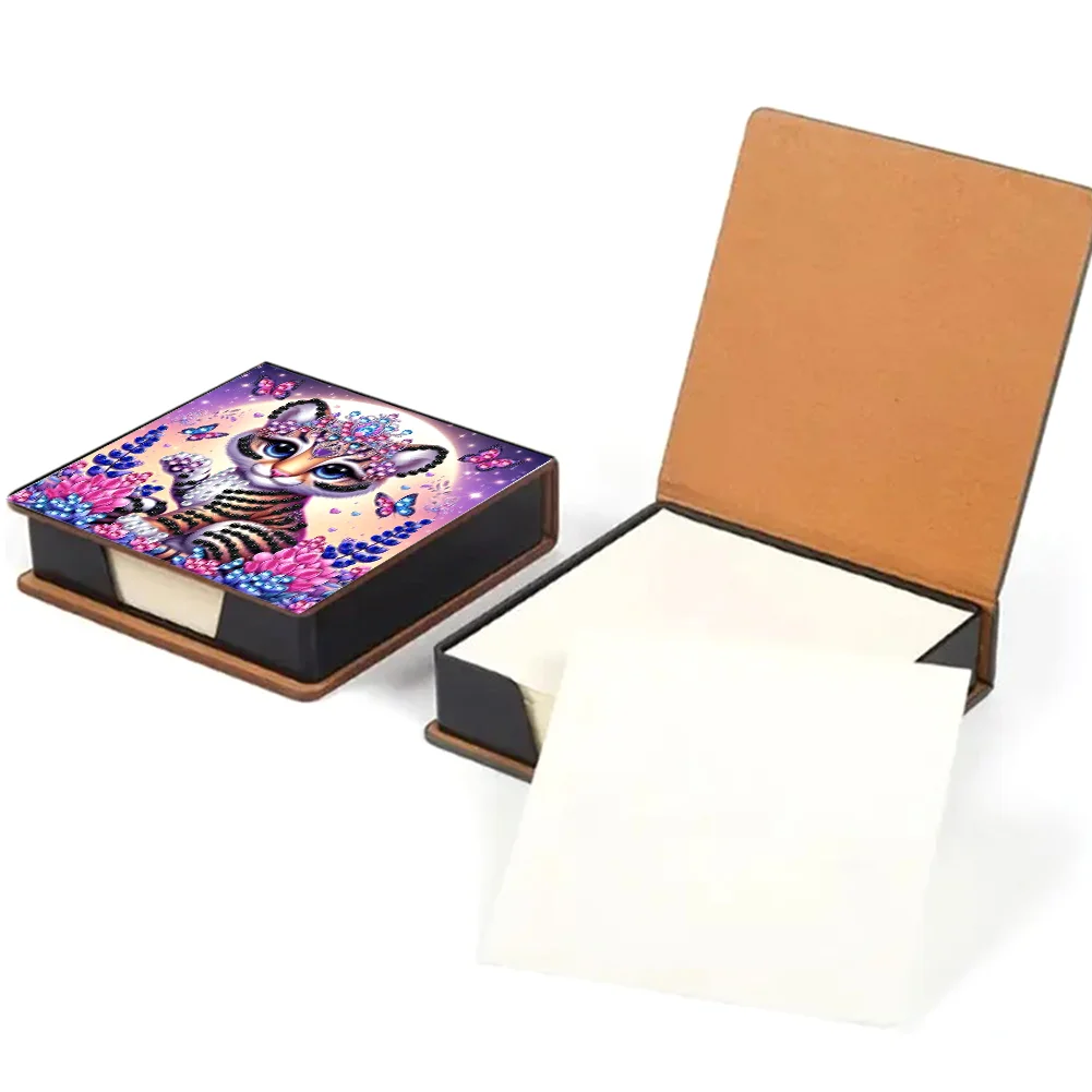 PU 5D Diamond Painting Kit Note Box DIY Diamond Art Notepad Box (Tiger)