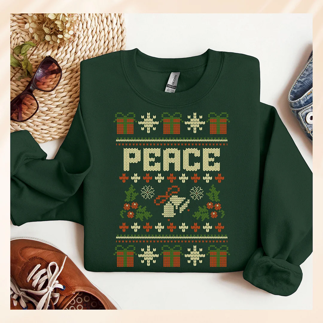 Funny Matching Couples Christmas Sweatshirt Set&ndash; 'I Come In Peace ' & 'Peace'