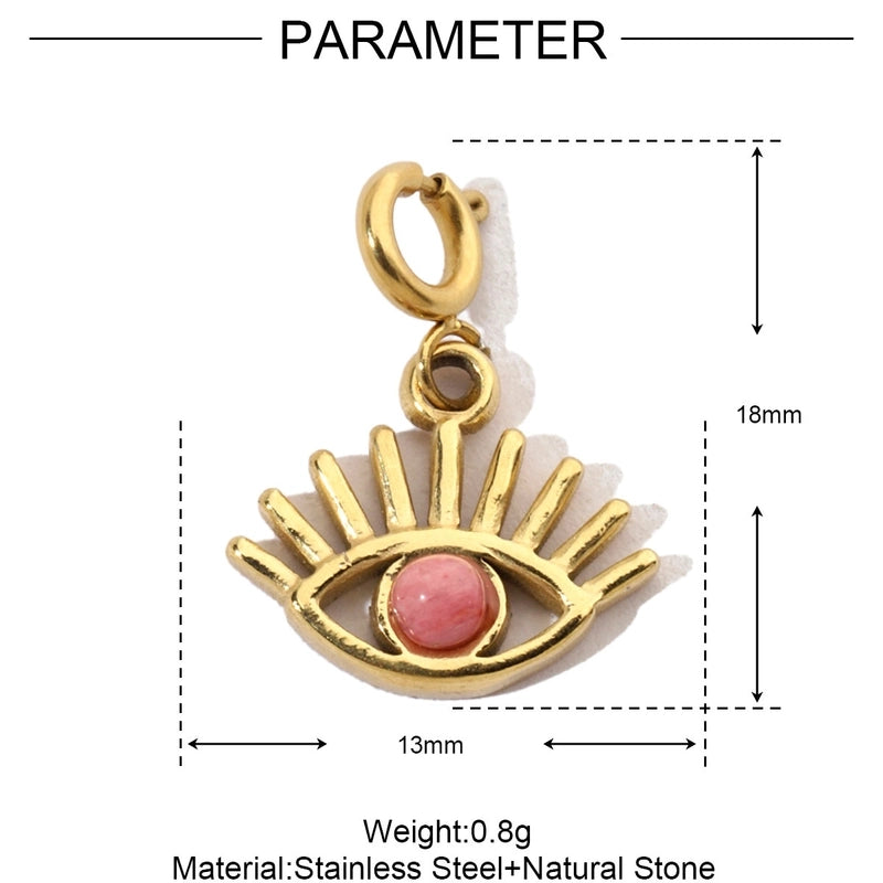 3 PCS/Package 15 * 33mm Titanium Steel Natural Stone Heart Shape Eye Pendant Jewelry Accessories