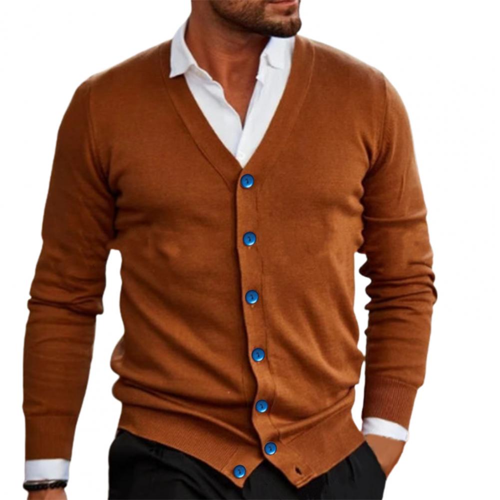 Men's Knit Single Breasted Solid Color Cardigan Sweater Cardigan