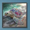 Beach Shimmering Beaded Turtle Special Shaped 5D DIY Partial Drill Diamond Painting Kits for Adults Beginners Home Decor Diamonds Dots Gem Art Kits 11.81 X11.81inch