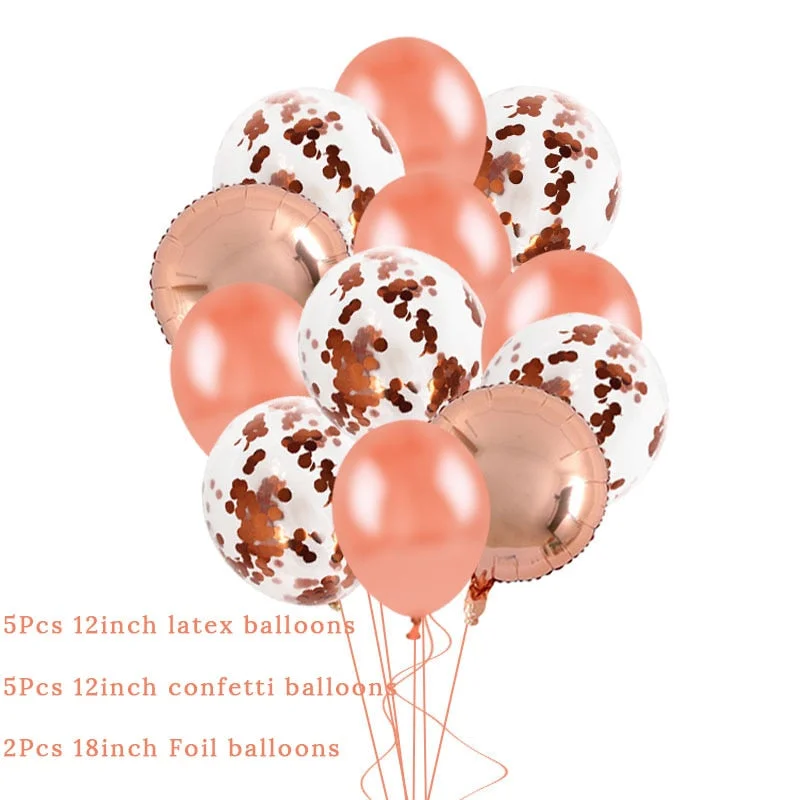 Rose Gold Birthday Party Balloons Set Happy Birthday Party Decoration Adult Foil Balloons Air Ballons Globos Supplies