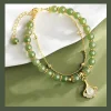 Wotian Jade Bracelet Porte-bonheur en Feuille d'Or