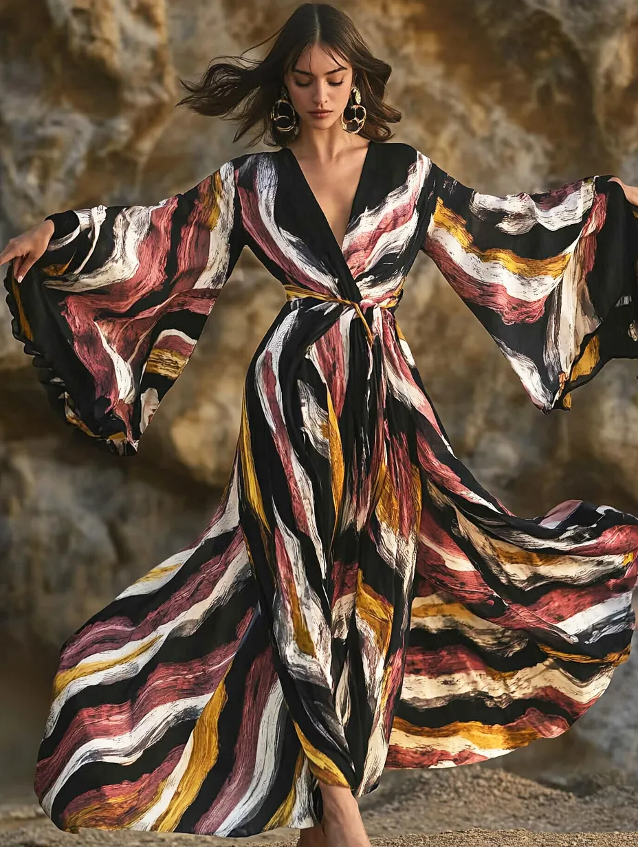 Flowing Polyester Robe Oil Painting Story: Flowing Robes