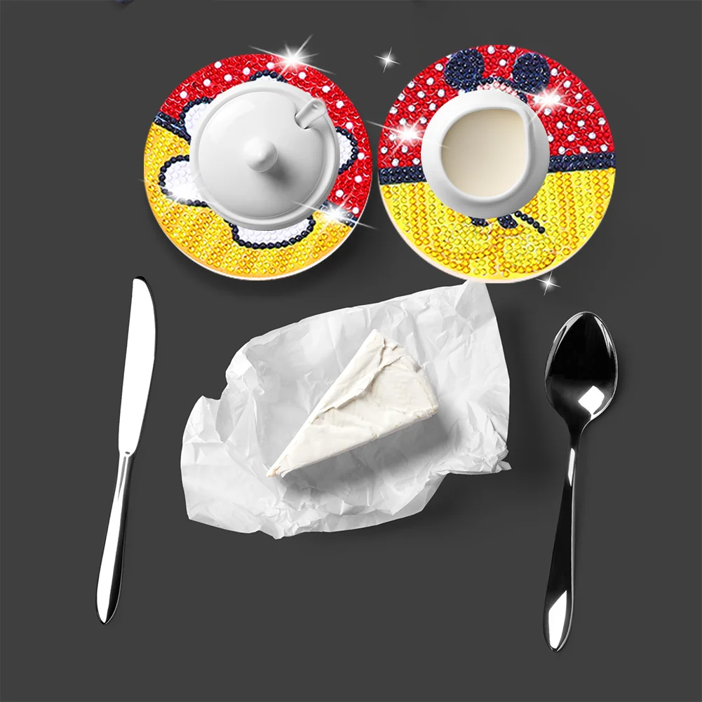 8pcs Mickey Mouse DIY Anti Slip Coasters Stackable Creative for Tabletop Protection