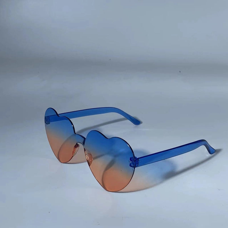Transparent Jelly Color Love Sunglasses Men’s And Women’s Peach Heart Sunglasses Heart-shaped Conjoined Love Sunglasses