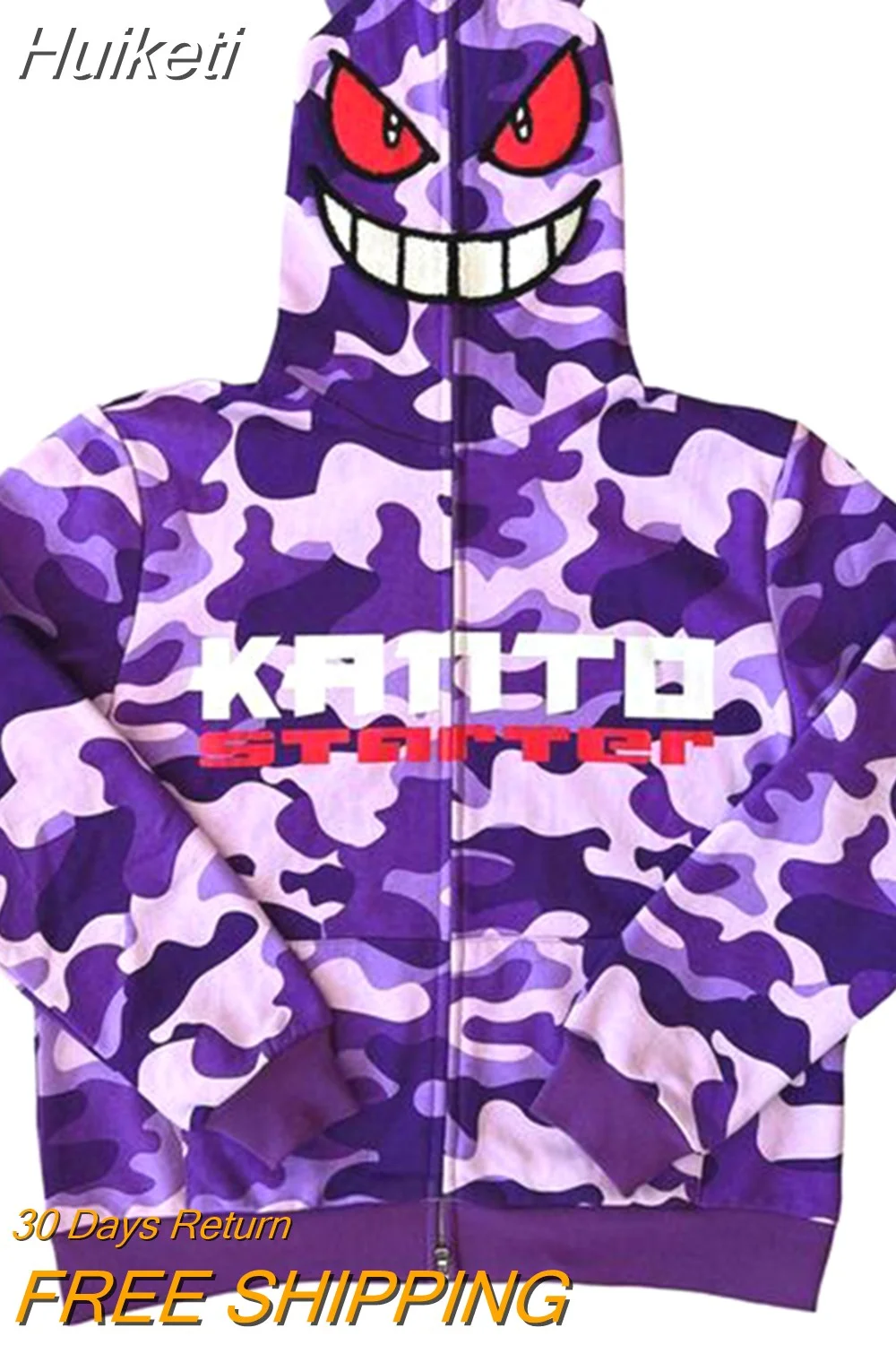 Huiketi New Y2K Hoodie Hip Hop Camouflage Print Oversized Zipper Hooded Sweatshirt Harajuku Street Punk Rock Jacket Tops Streetwear