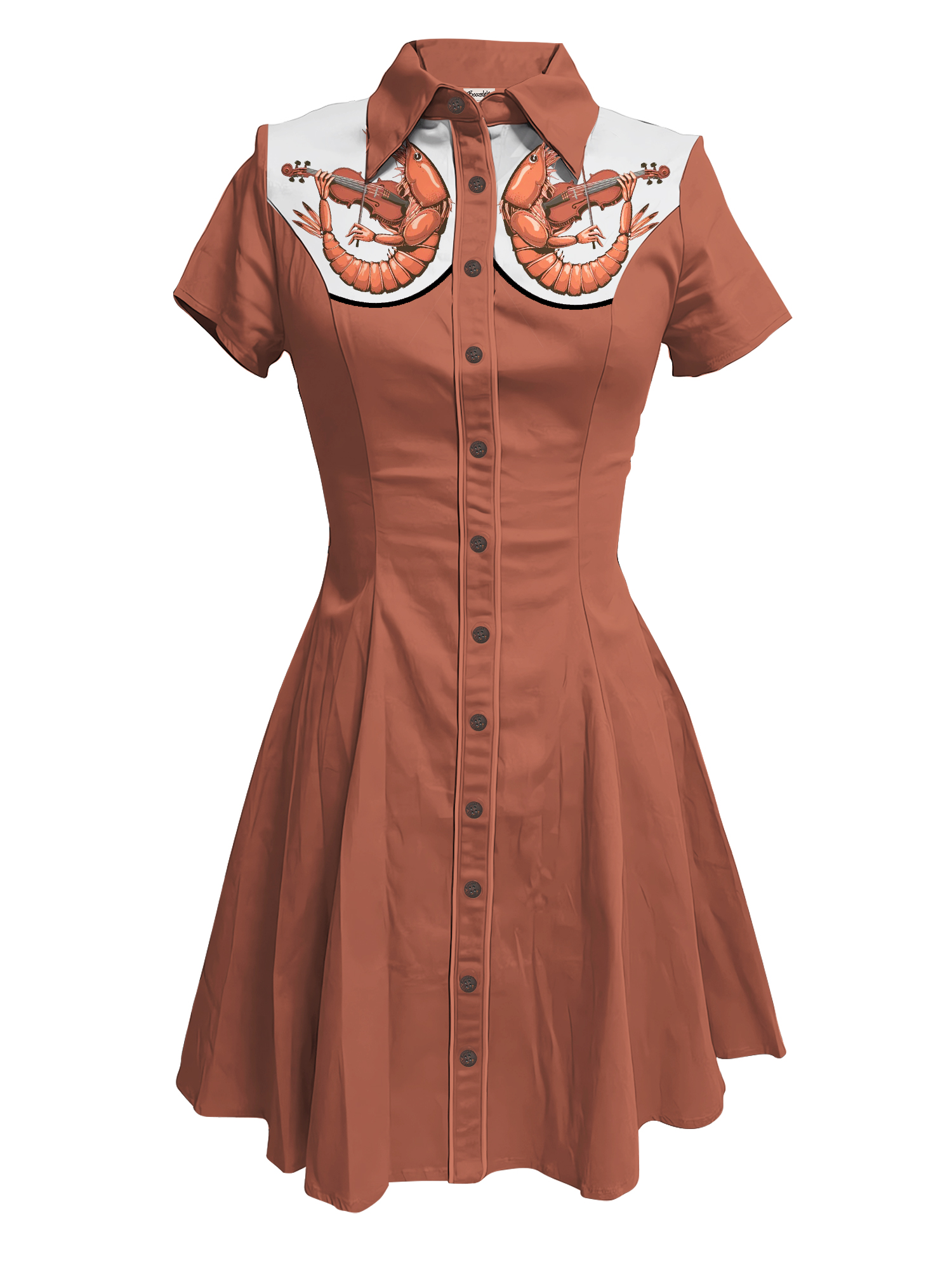 Prawn Playing Violin - 100% Cotton Dress