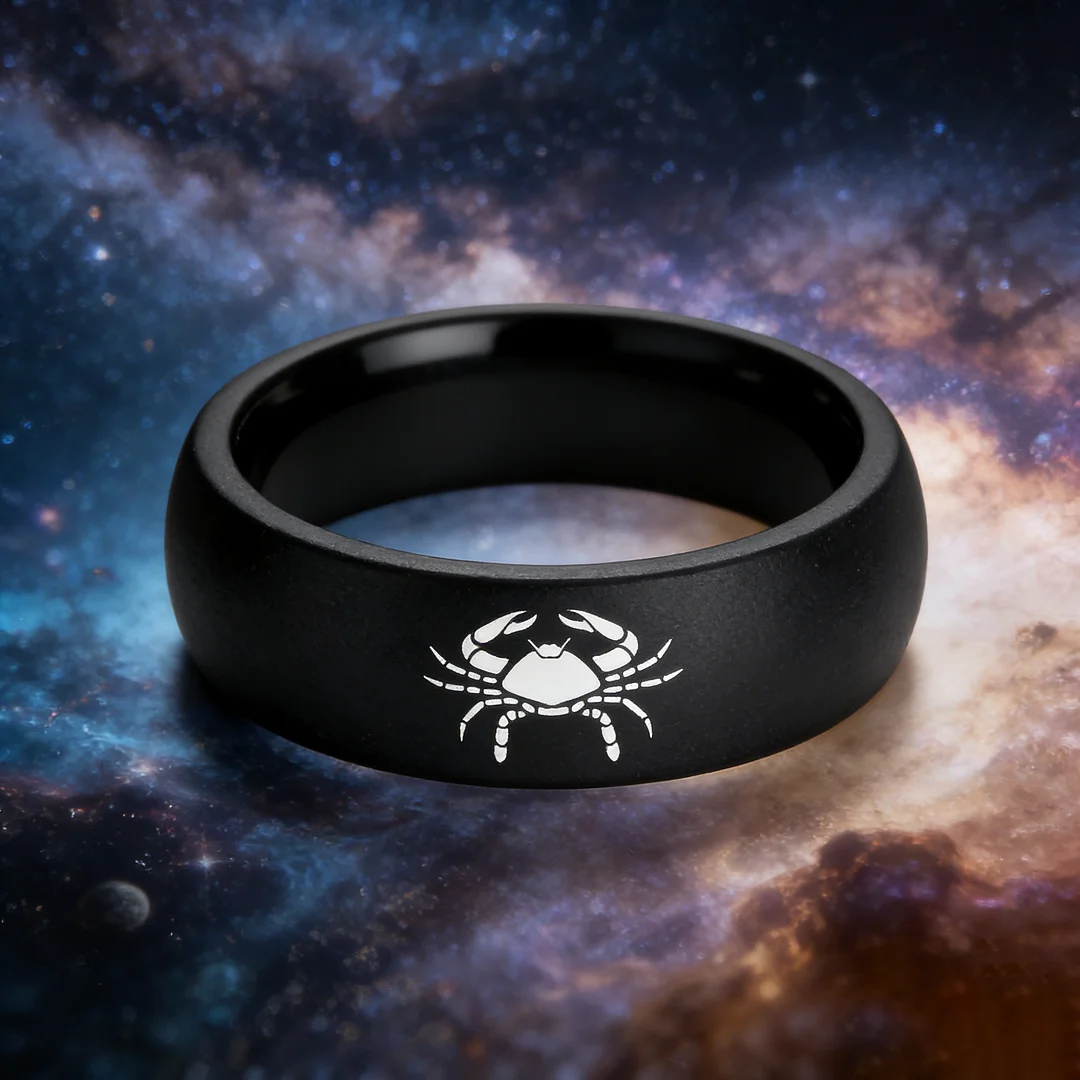 Black Cancer Couples Dome Tungsten Carbide Rings Prints Laser Design Domed Tungsten Wedding Bands 4MM 6MM 8MM
