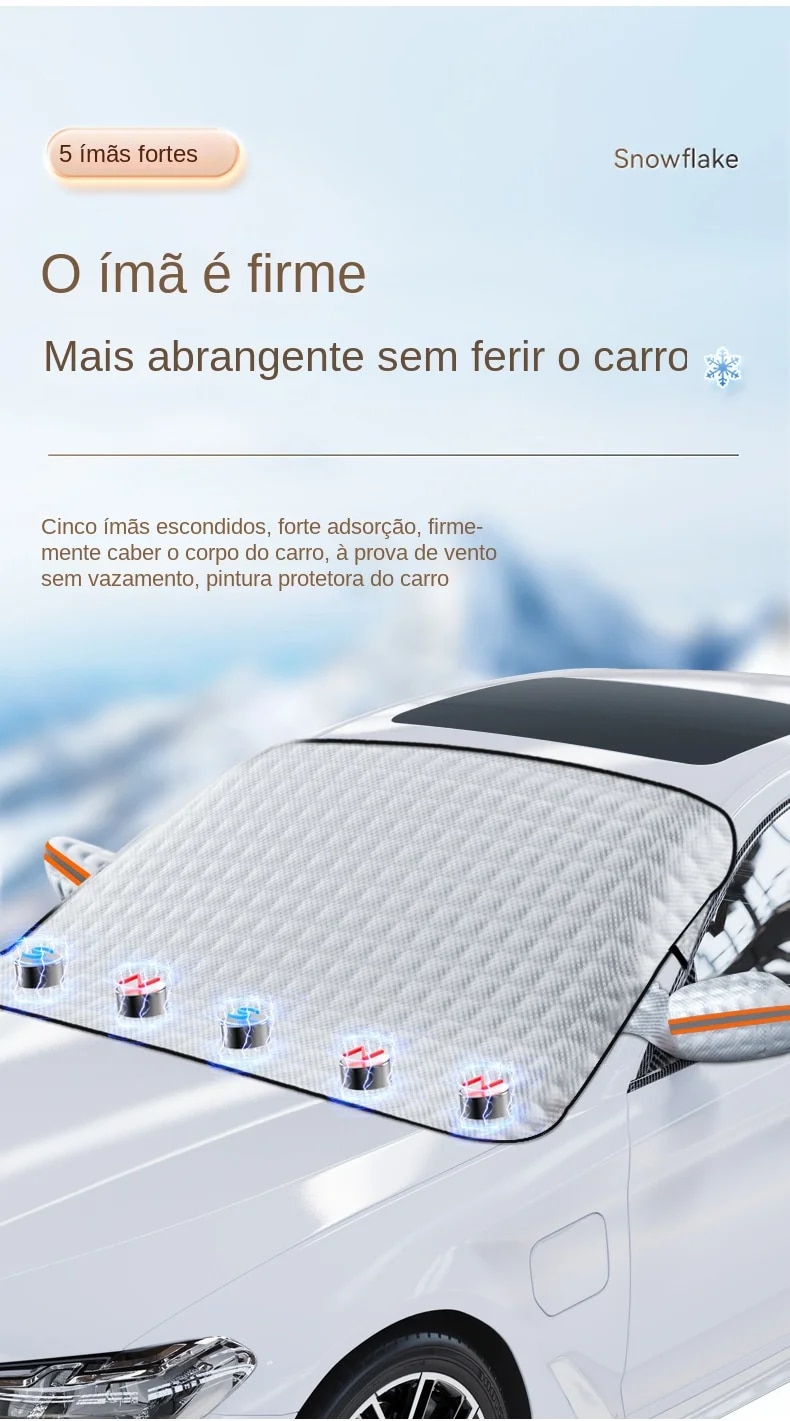 Tegooe Magnetic Car Windshield Cover for Snow Sun Protection 225x110cm - All-Weather Waterproof Protector