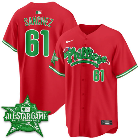 Men's Philadelphia Phillies #61 Cristopher Sanchez Red 2026 MLB All-Star Jersey