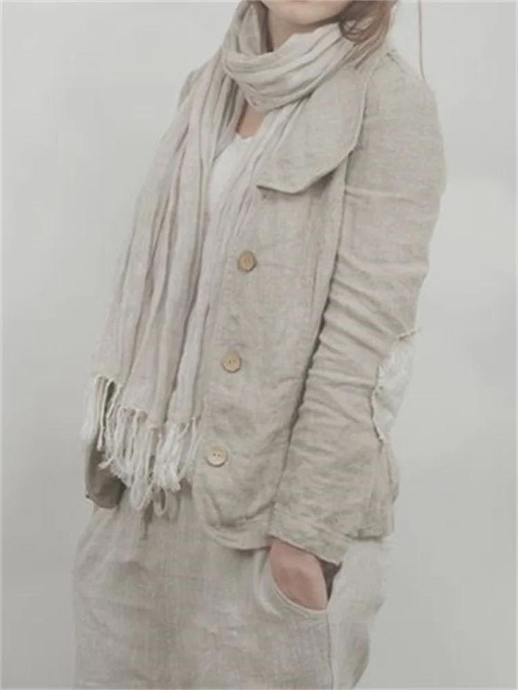 Vintage Elbow Patches Linen Blend Jacket