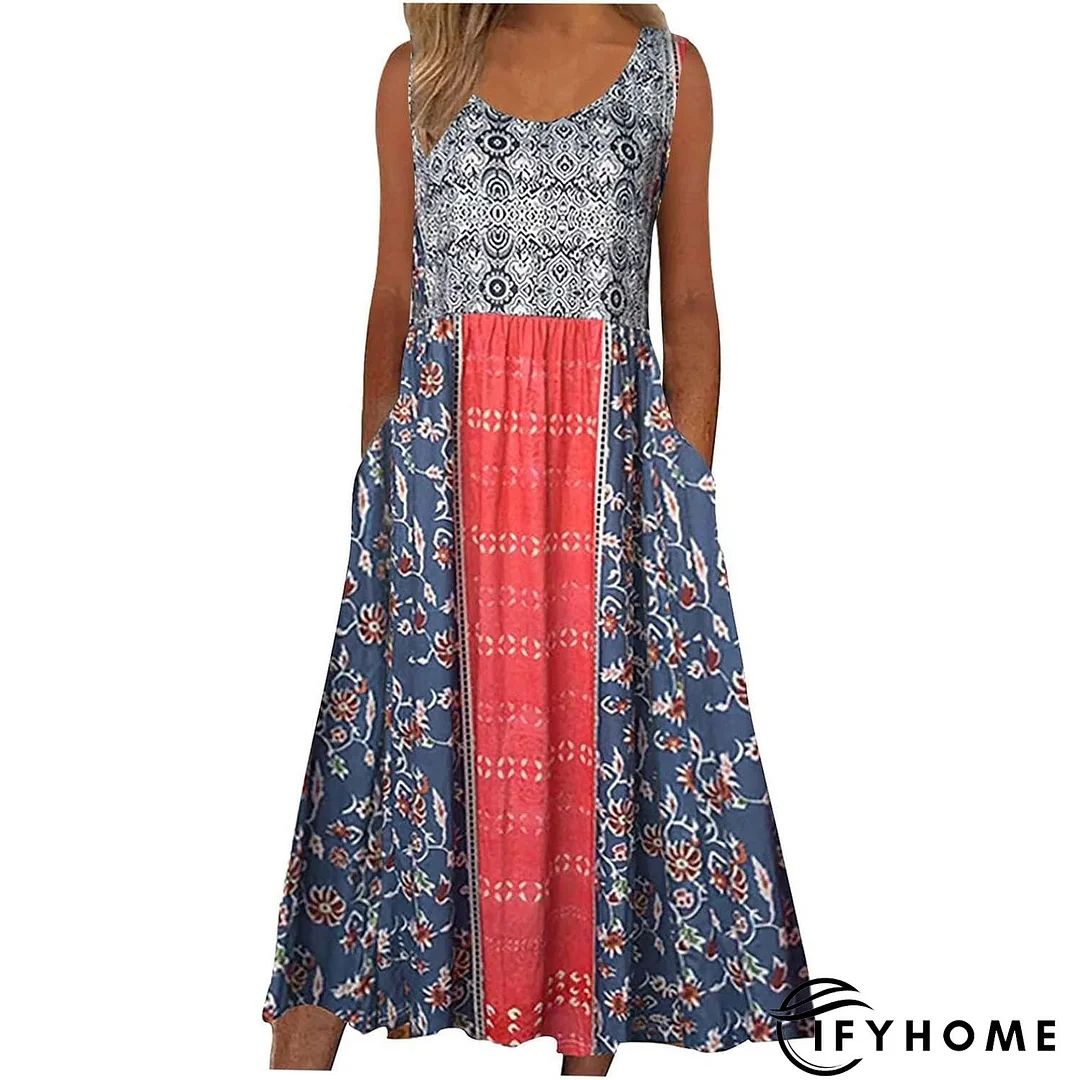 Casual Ethnic Square Neck Sleeveless Loose Dresses | IFYHOME