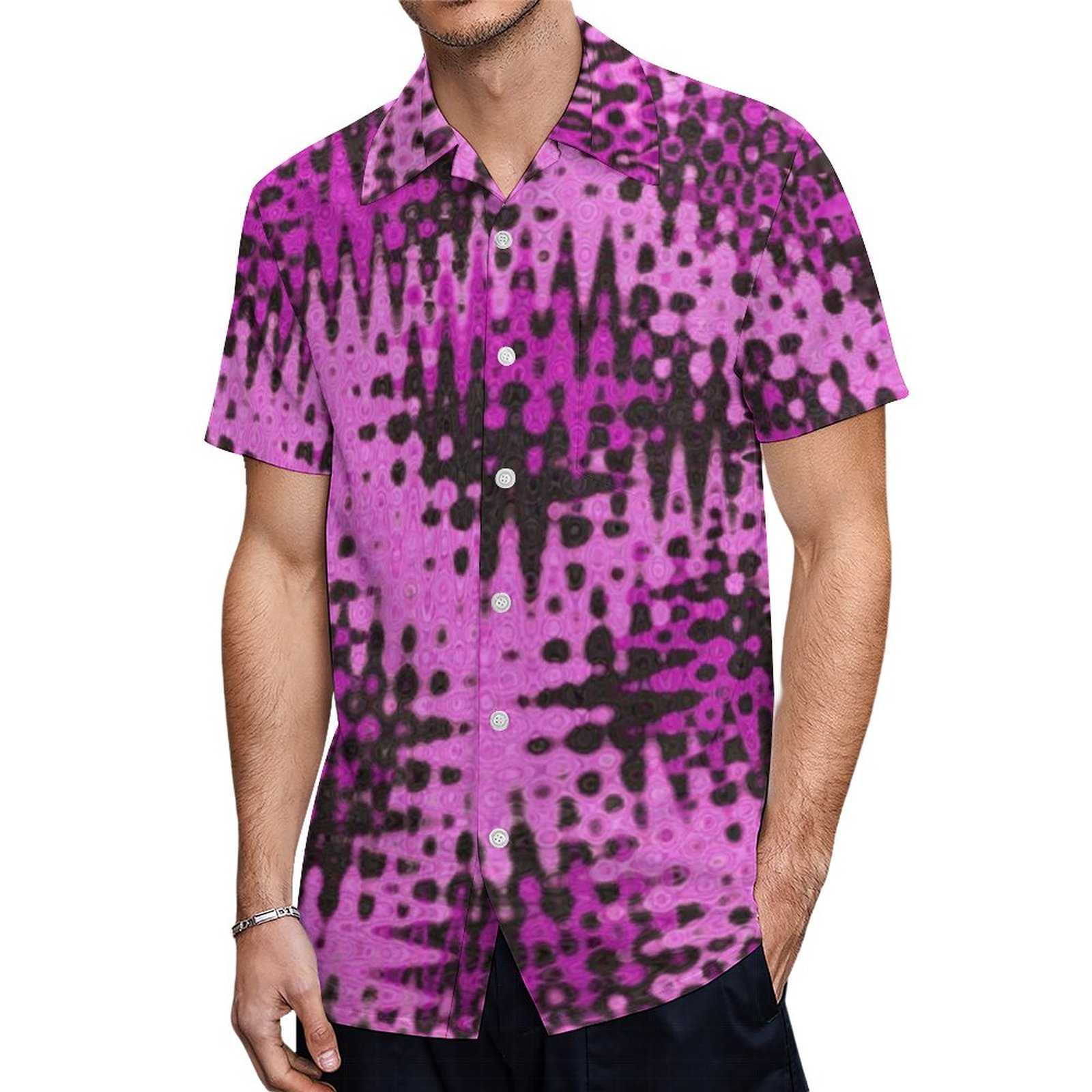 Bootyliscious Liquid Paint Leopard Pink Hawaiian Shirt Mens Button Down Plus Size Tropical Hawaii Beach Shirts