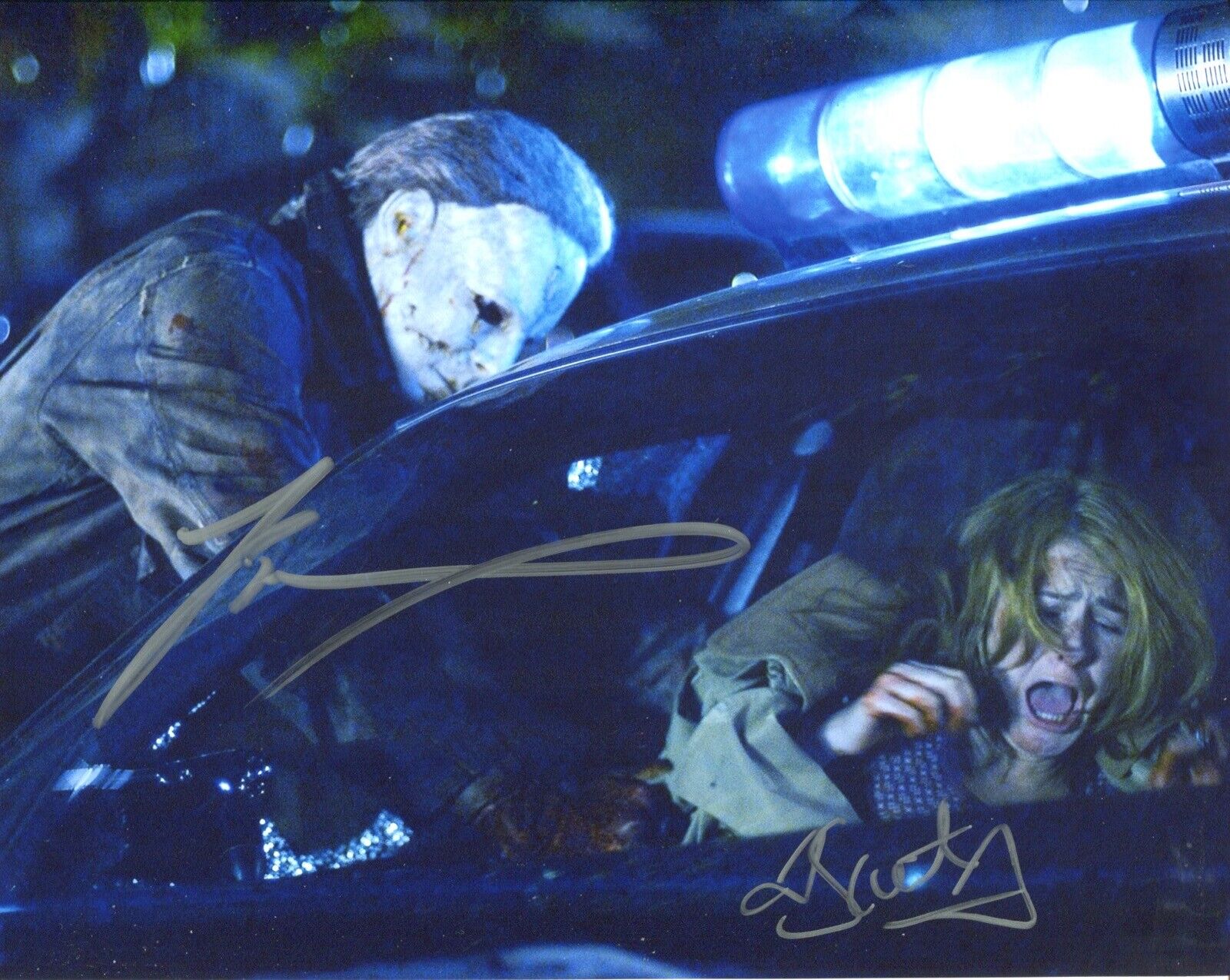 Halloween horror movie Photo Poster painting signed by actors Tyler Mane & Scott Taylor-Compton