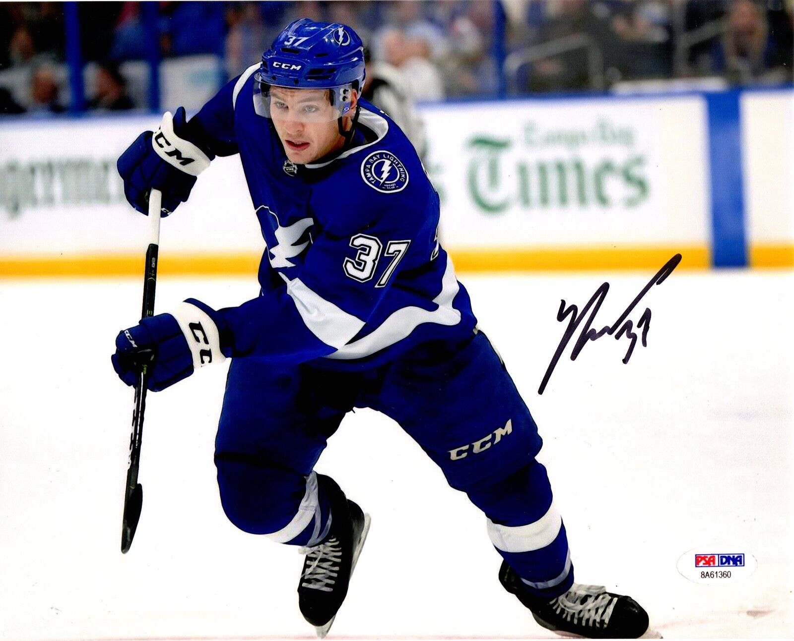 Yanni Gourde autographed signed 8x10 NHL Tampa Bay Lightning PSA COA