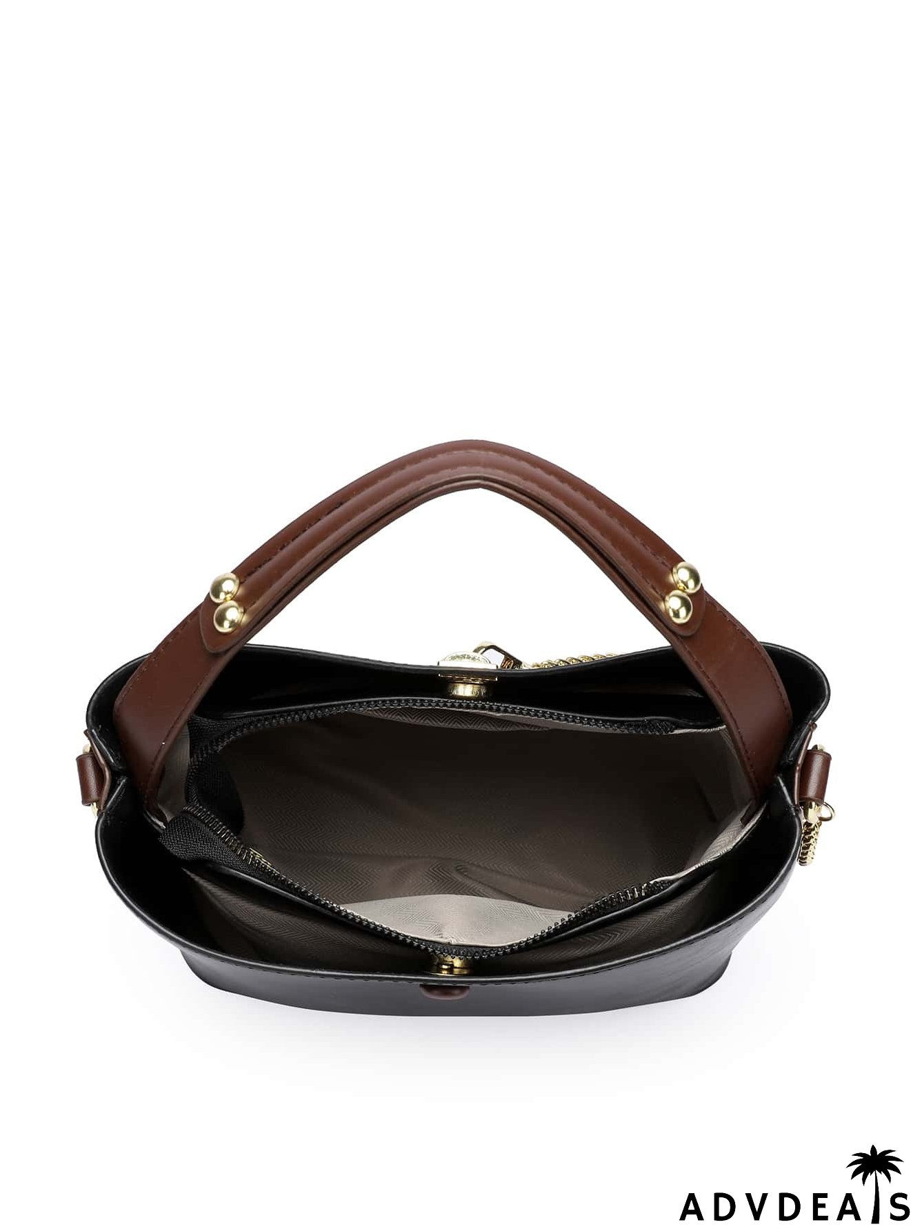 Chain Decor Snap Button Bucket Bag