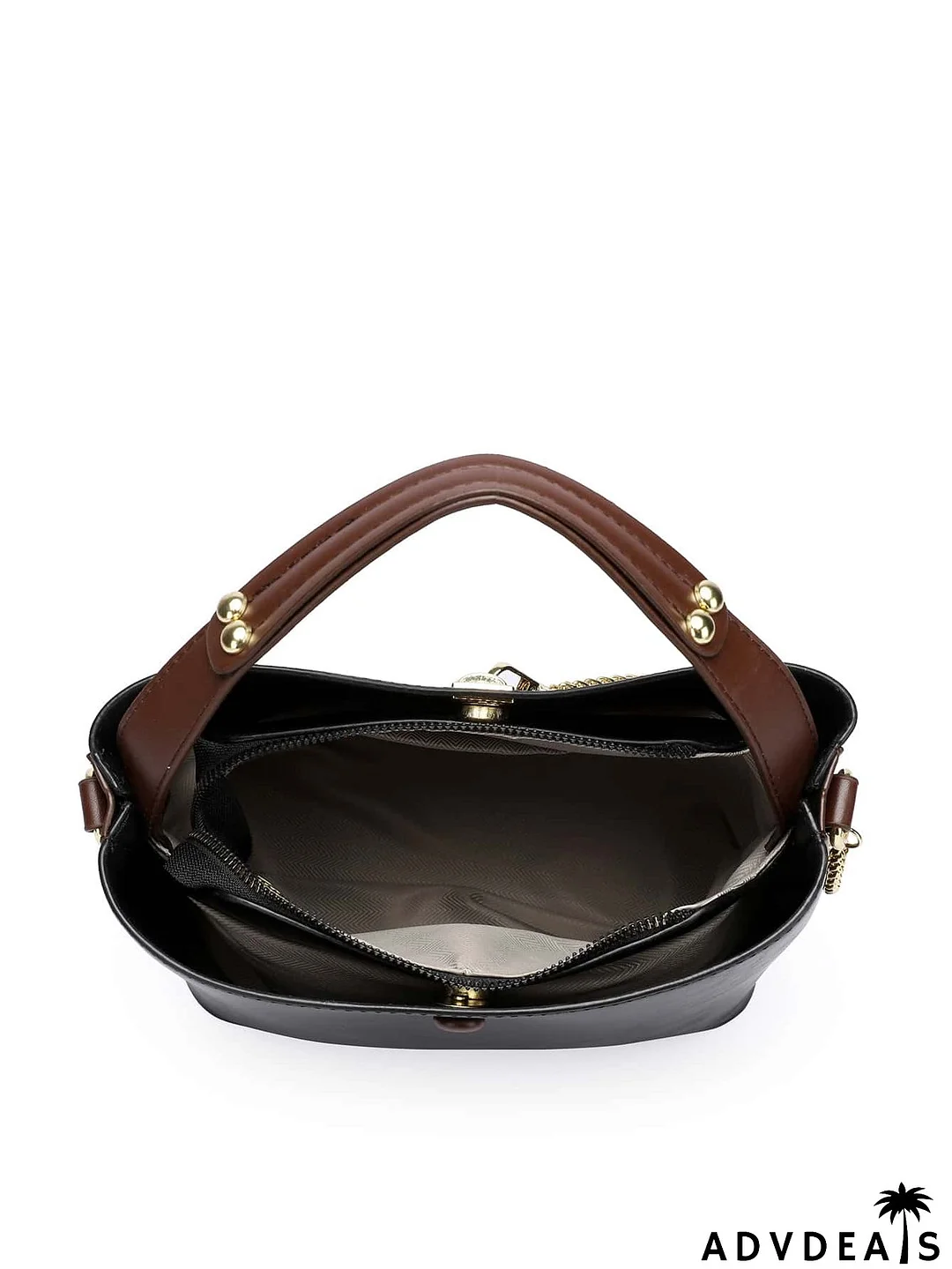 Chain Decor Snap Button Bucket Bag