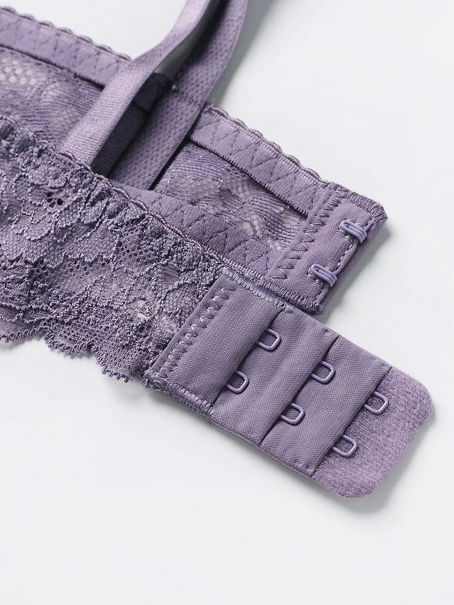 Sexy transparent ultra-thin padless lace bra set