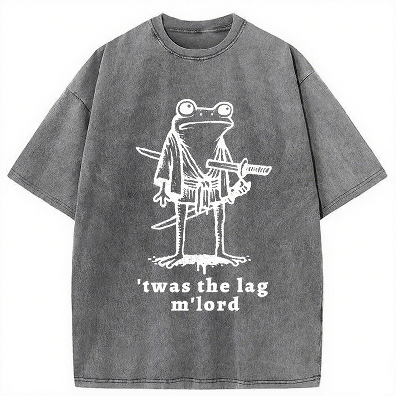 Vintage Funny Frog Samurai Art Graphic Acid Washed T-shirt