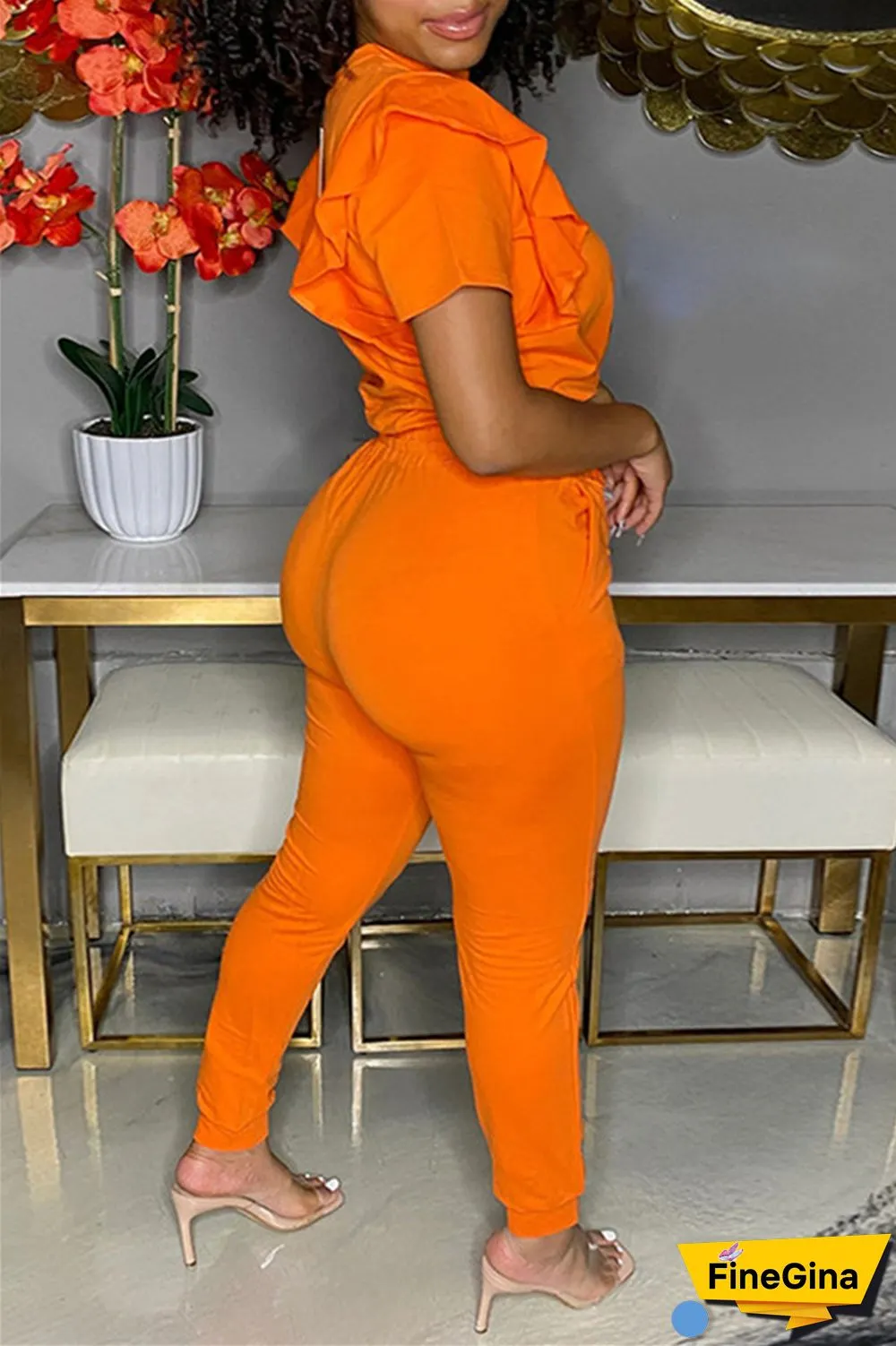 Rose Red Casual Print Patchwork O Neck Short Sleeve Two Pieces