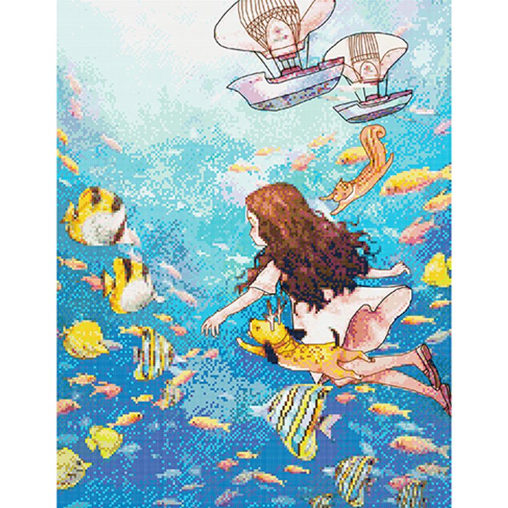 

Ocean Girl - 11CT Stamped Cross Stitch - 65*50cm, 501 Original