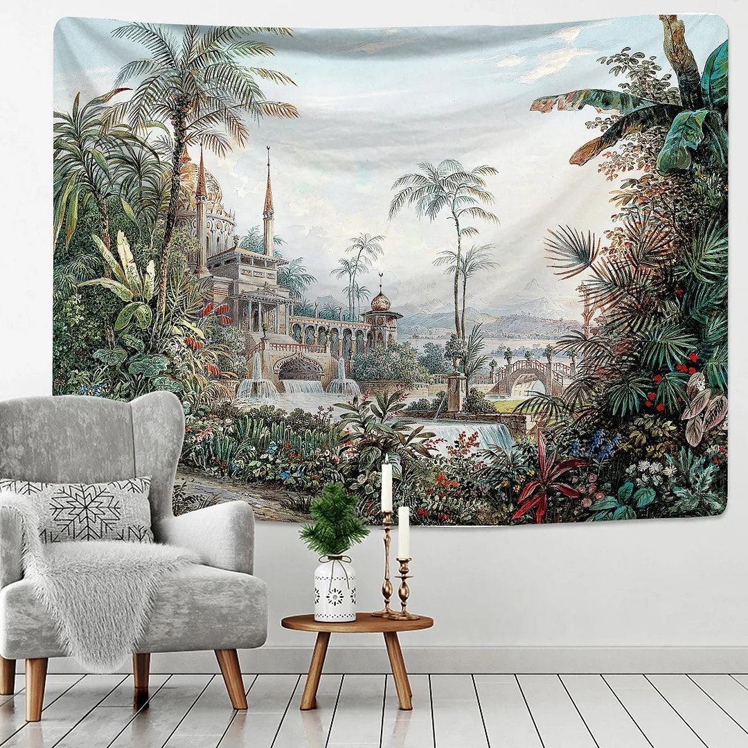 Tropical Rainforest Tapestry Wall Hanging Family Bedroom Decoration Polyester Fabric Bohemian Plant Art Printing Forest Tapestry
