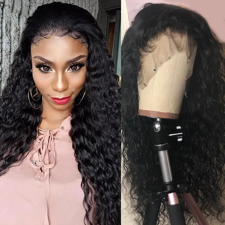 Brazilian HD Transparent Curly 360 Lace  Human Hair Curls Wigs Lady Wig