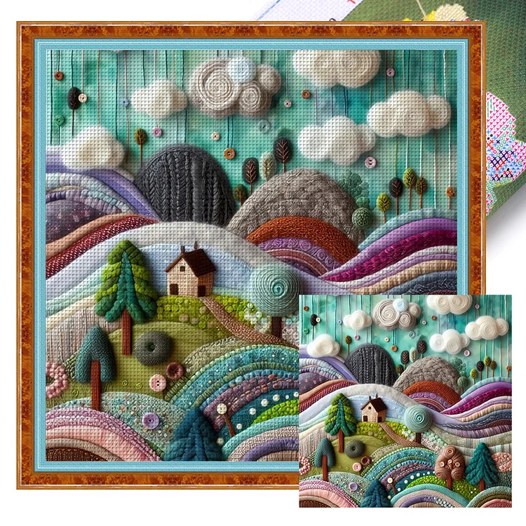 Rural Cottage (40*40cm) 11CT Stamped Cross Stitch gbfke