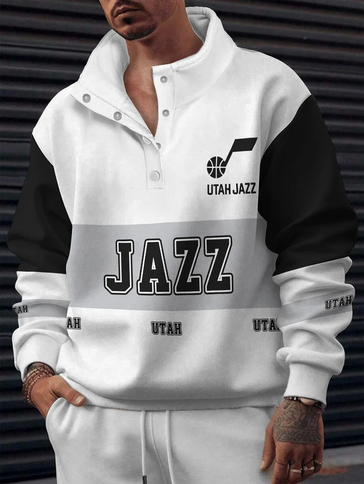 Utah Jazz 2025 New Design Casual Snap Mockneck Pullover