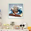 Sailboat In Book-11CT Stamped Cross Stitch 40*40cm/15.75*15.75in tapestrymarket