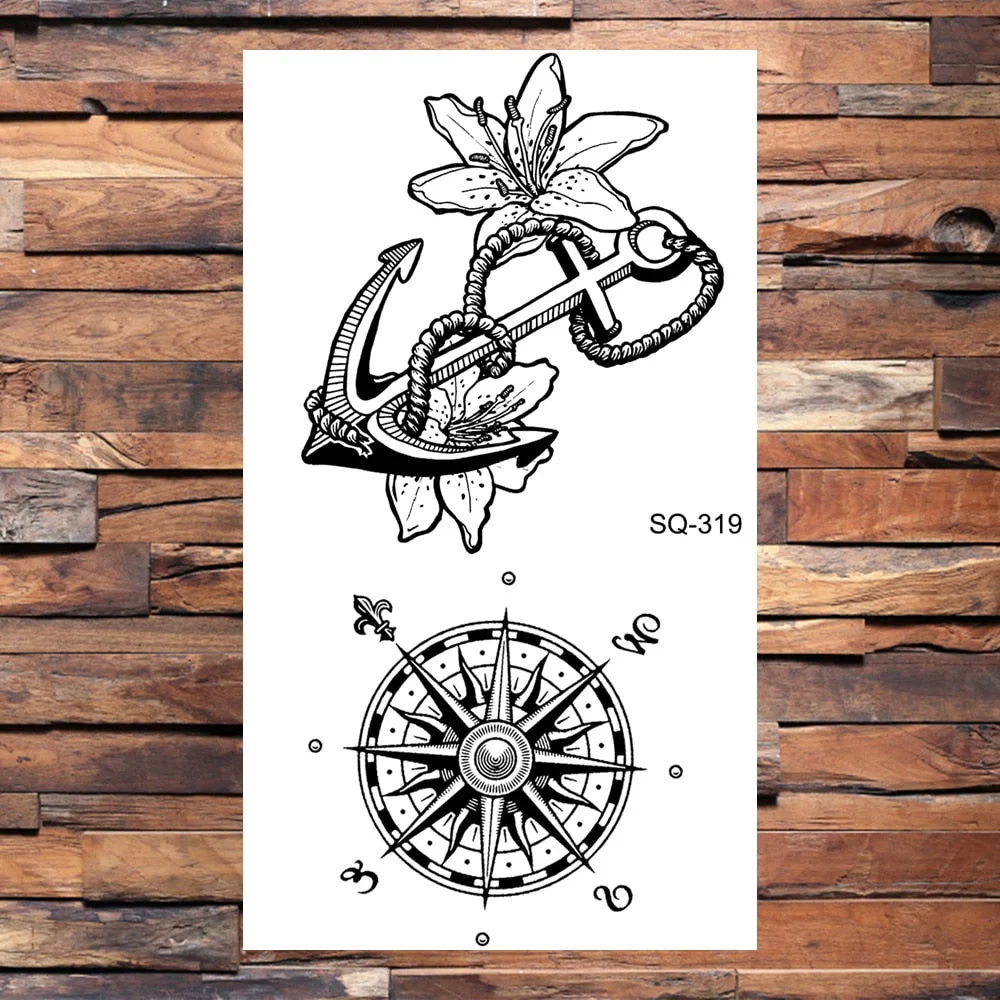 Small Butterfly Temporary Tattoos For Women Girls Realistic Skull Rose Flower Snake Feather Fake Tattoo Sticker Back Arm Tatoos