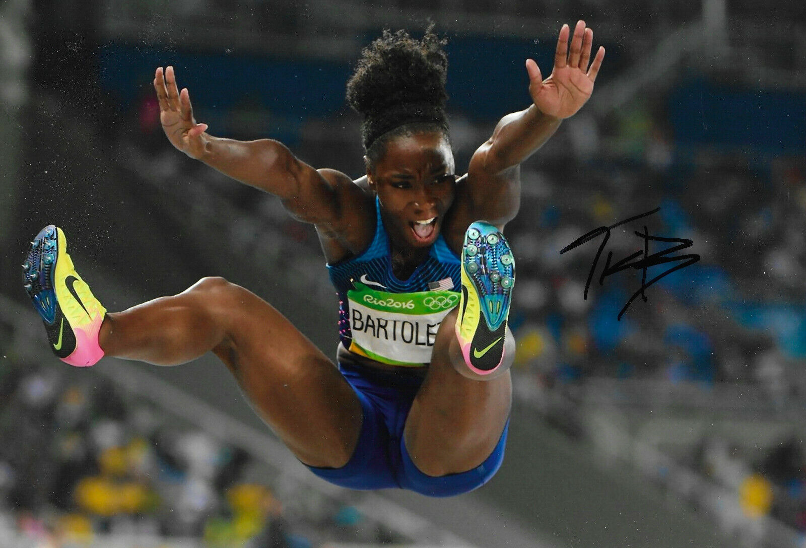 Tianna Bartoletta signed 8x12 inch Photo Poster painting autograph