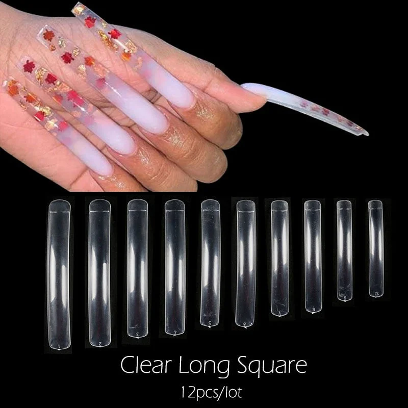 Extra Long Easy Coffin Stiletto False Nail Tips Acrylic Gel Half Cover Tip Nails Manicure Tool-Nail Inspo