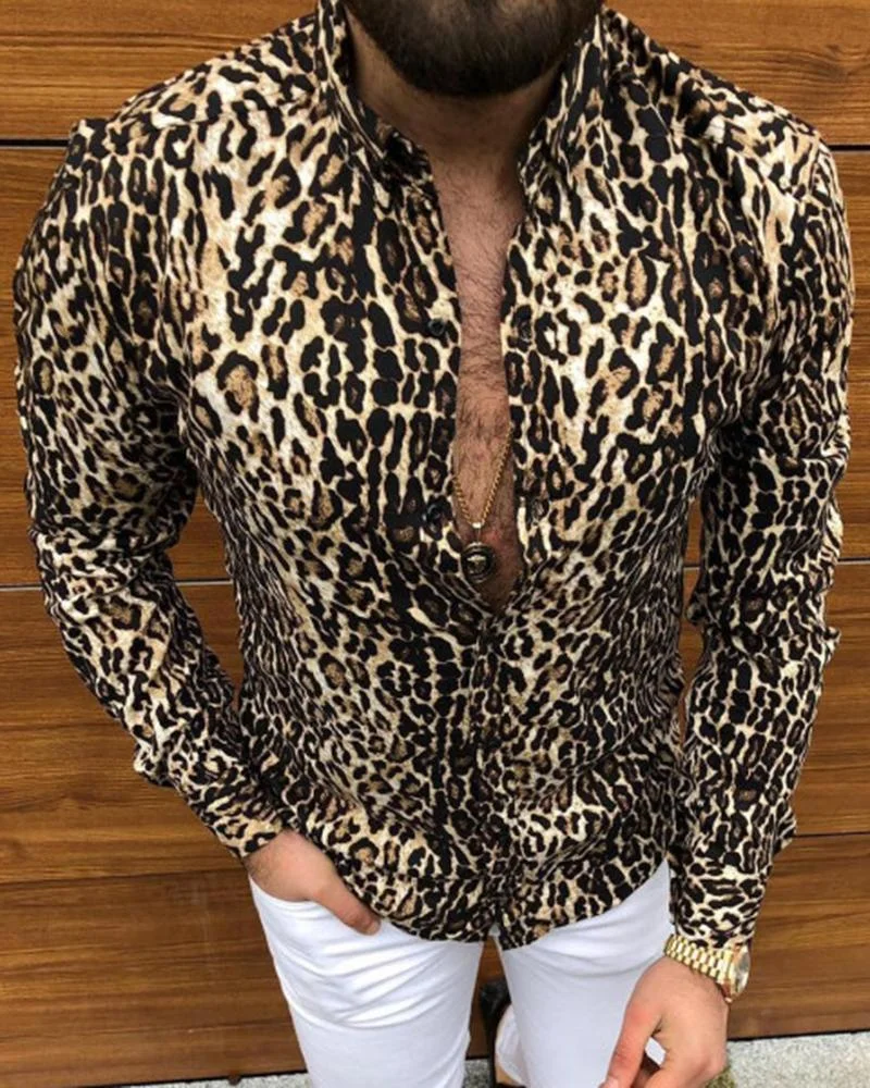 Casual Fashion Leopard Print Long Sleeve Shirt